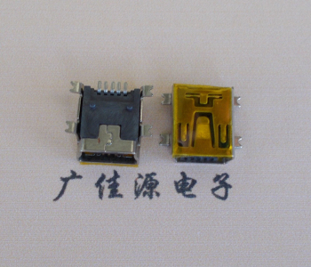 常平镇MINI USB 5P 接口 母座 全贴带麦拉 高9.6带0.9柱子