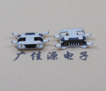 常平镇MICRO USB 5PIN接口 沉板1.6MM 四脚插板无导位