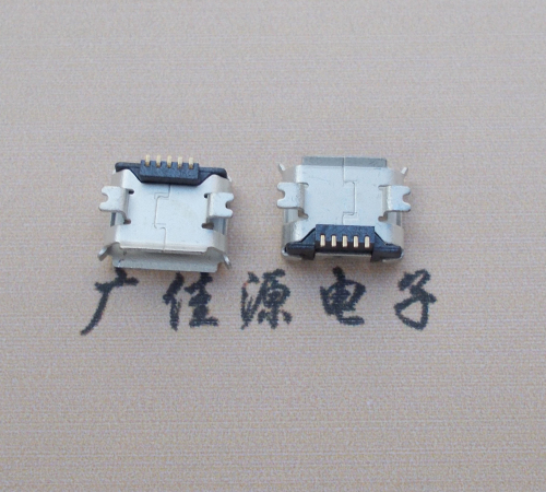 常平镇Micro USB 5PIN接口,B型垫高0.9mm鱼叉脚贴片雾锡卷边